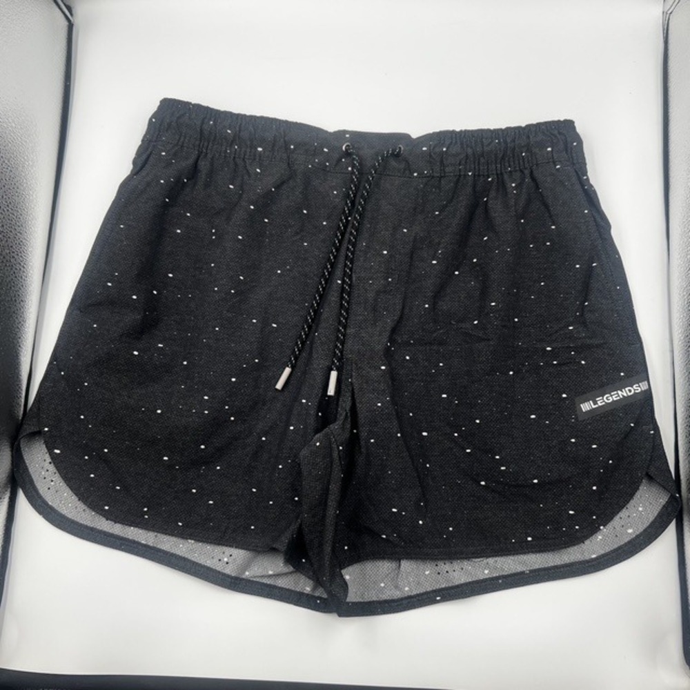 LEGENDS Men's Medium Black and White Speckled Athletic 5.5" Training Shorts